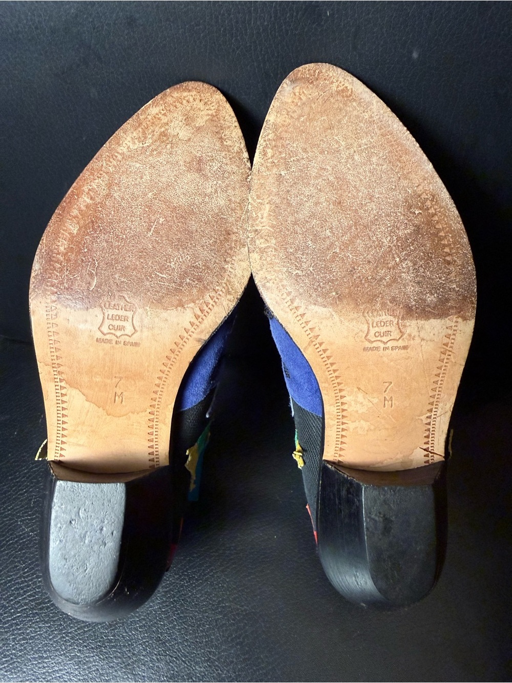 Vintage Zalo Western Cowgirl Boots Size 7M Colorful Leather Appliqué Spain 2" - Picture 8 of 16